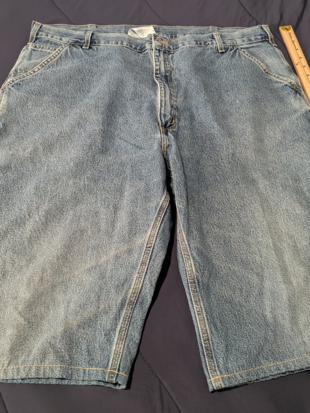 Carhartt Mens 42x34 Denim Carpenter Shorts Blue Jean Workwear Utility B13 DPS